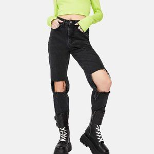 Ragged Priest Burner Mom Jeans in Charcoal